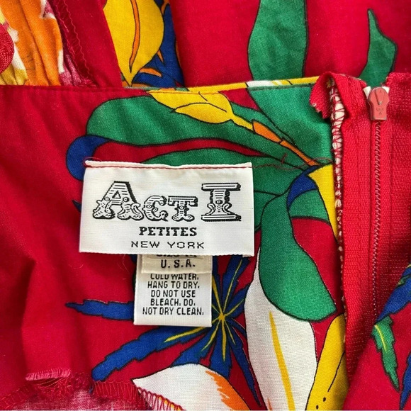 Vintage Y2K Act 1 sz 14 Tropical Floral Sleeveless Midi Fit and Flare Dress - Picture 9 of 13